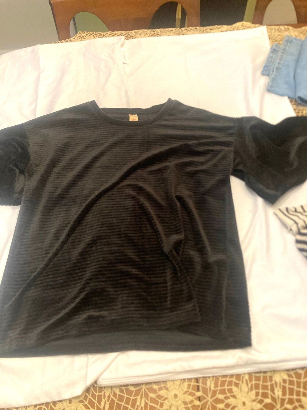 Harper Canyon Girls Ribbed Chenille Velveteen Bell Sleeve Top Black XL 14/16
